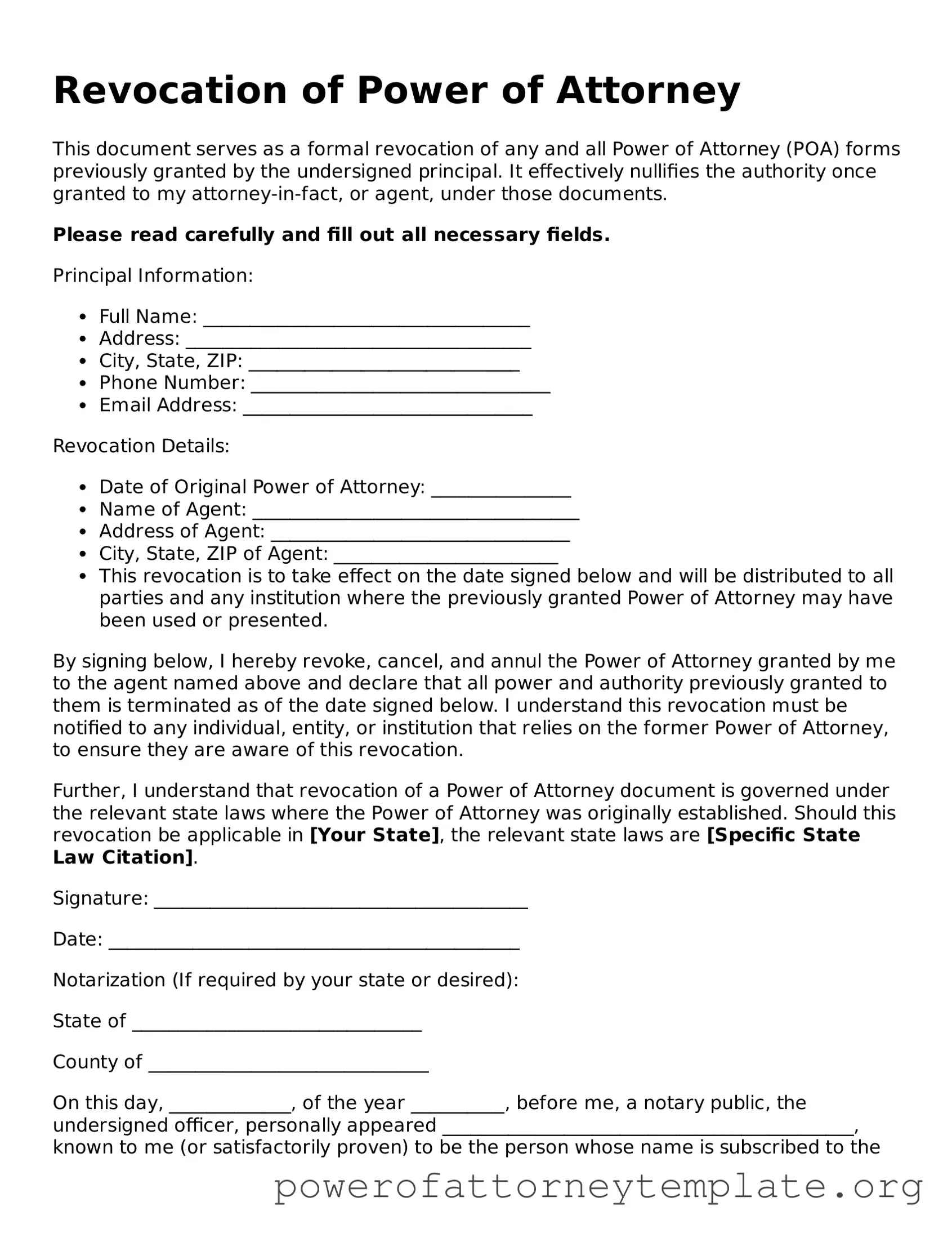 Attorney-Verified Revocation of Power of Attorney Document