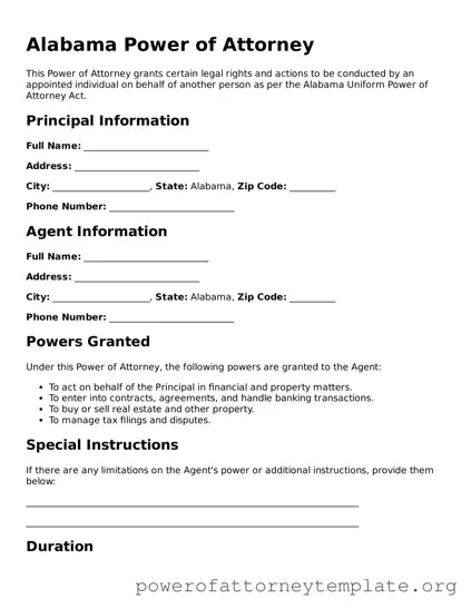 Legal Alabama Power of Attorney Template