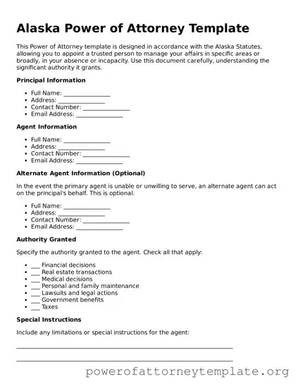 Legal Alaska Power of Attorney Template