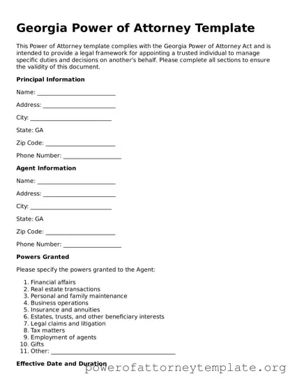 Legal Georgia Power of Attorney Template