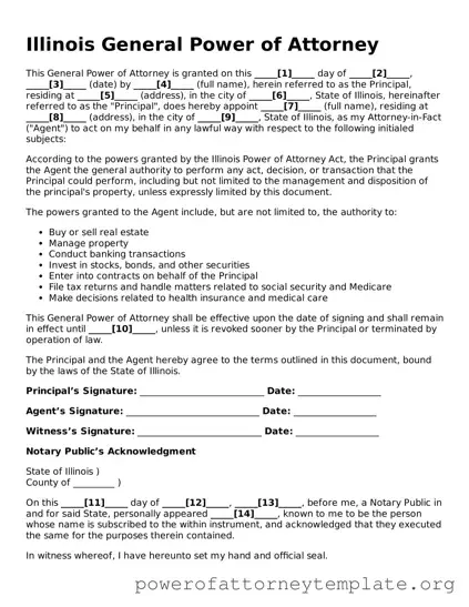 Legal Illinois General Power of Attorney Template