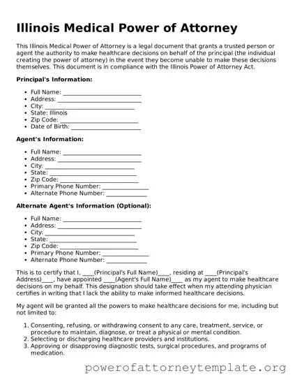 Legal Illinois Medical Power of Attorney Template