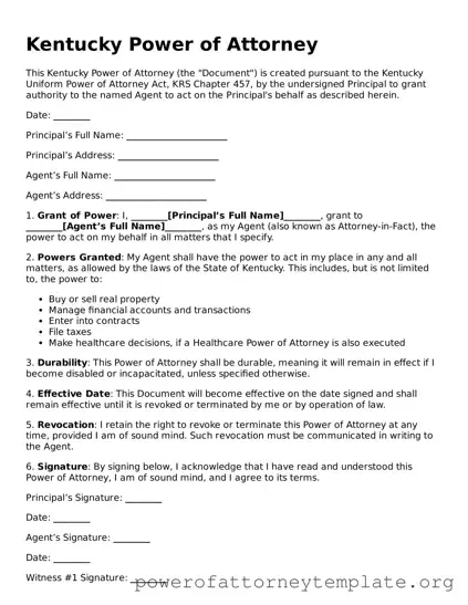 Legal Kentucky Power of Attorney Template