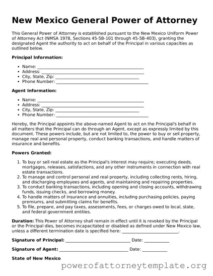 Legal New Mexico General Power of Attorney Template