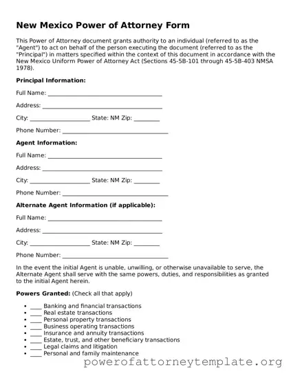 Legal New Mexico Power of Attorney Template