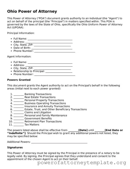 Legal Ohio Power of Attorney Template