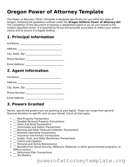 Legal Oregon Power of Attorney Template