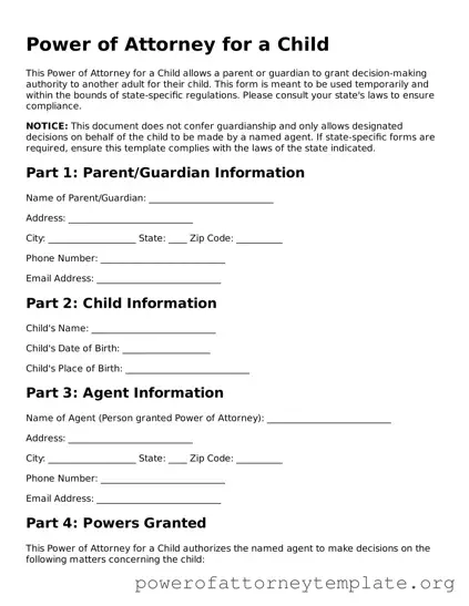 Attorney-Verified Power of Attorney for a Child Document