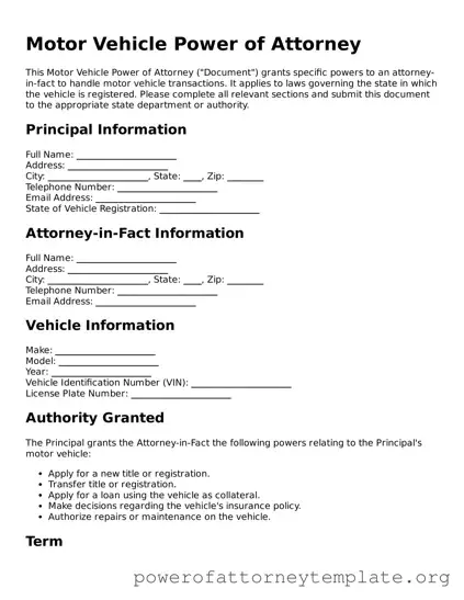 Attorney-Verified Motor Vehicle Power of Attorney Document