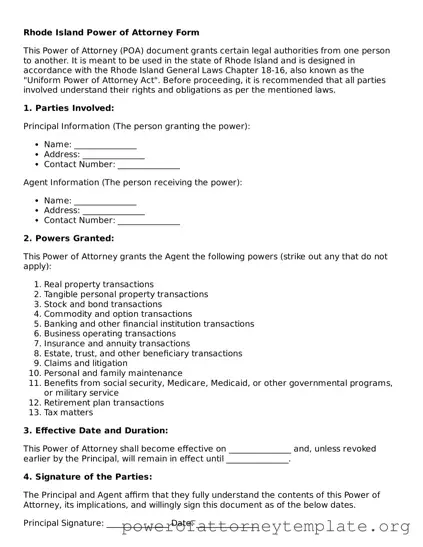 Legal Rhode Island Power of Attorney Template