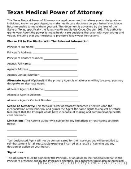 Legal Texas Medical Power of Attorney Template