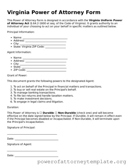 Legal Virginia Power of Attorney Template